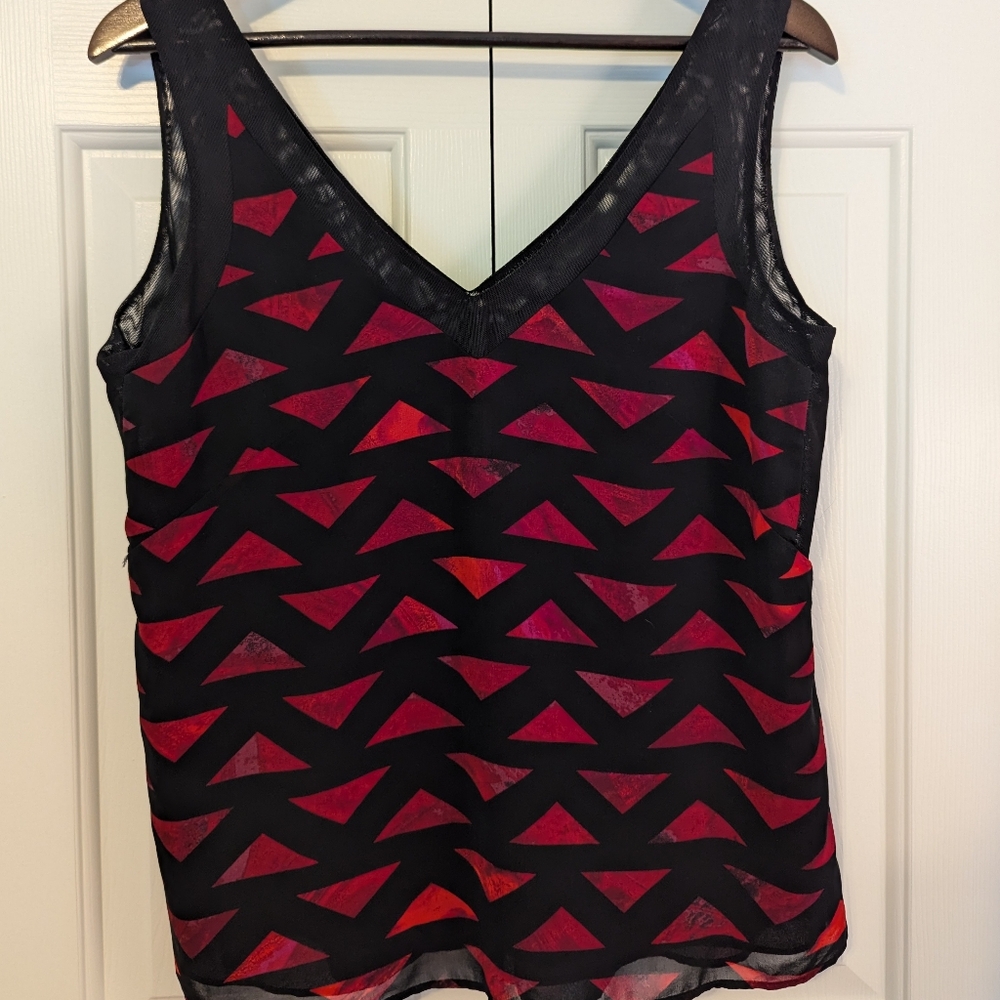 Anne Klein red/black blouse, 10